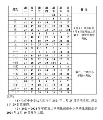 徐州中小學幼兒園開學時間2023年秋季(附校歷)